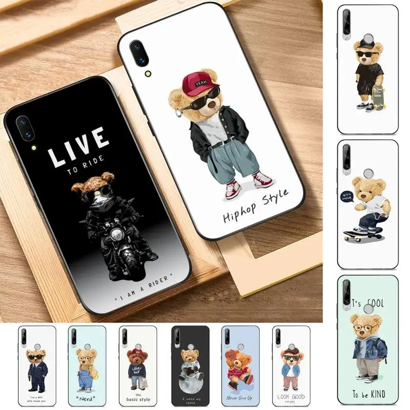

Funny Fashion sports bear Phone Case for Huawei Y 6 9 7 5 8s prime 2019 2018 enjoy 7 plus