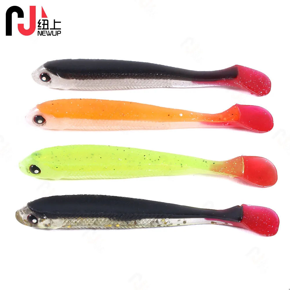 

Newup 5Pcs Silicone Soft Bait 7.5Cm-3.4G Double Colors T Tail Goods For Fishing Sea Swimbait Wobblers Artificial Tackle