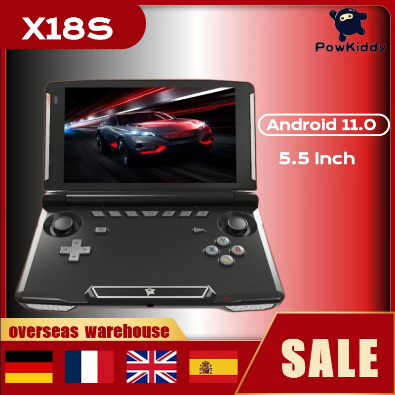 

2023 5.5 Inch Powkiddy X18S Android11 Original HD Touch IPS ChipScreen Flip Retro Mobile Game Players Handheld Game Console T618