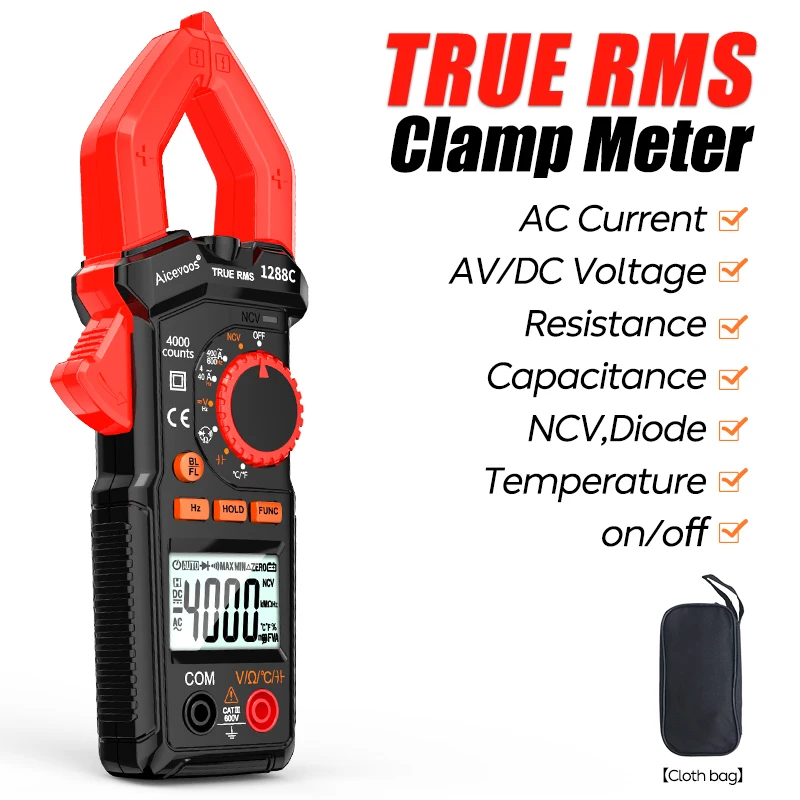 

Aicevoos Digital Clamp Meter AC DC Voltage Tester Auto Rang 6000 Counts 600A Current Clamp TRMS Multimeter Ammeter Ohm NCV HZ