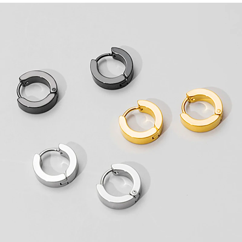 

Men's and women's multi-layer stainless steel earrings, earrings, Gothic Cross Round Street popular hip-hop earrings, perforated