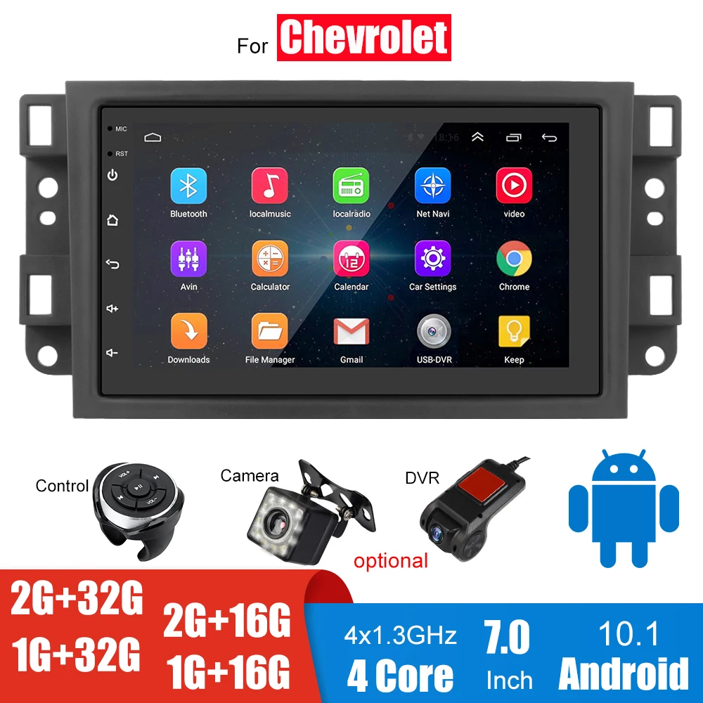 

For Chevrolet Aveo Lova Captiva Epica 7 Inch Screen Car Audio Radio MP5 DVD Player Android 10.1 2Din Stereo WiFi GPS DVR Camera