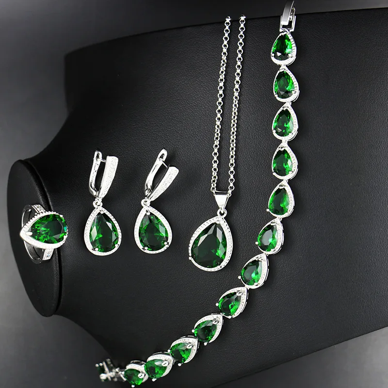 

Bridal Zircon Set Exquisite Rings Pendants Bracelet Earrings AAA Zircon Ornament Four-Piece Set