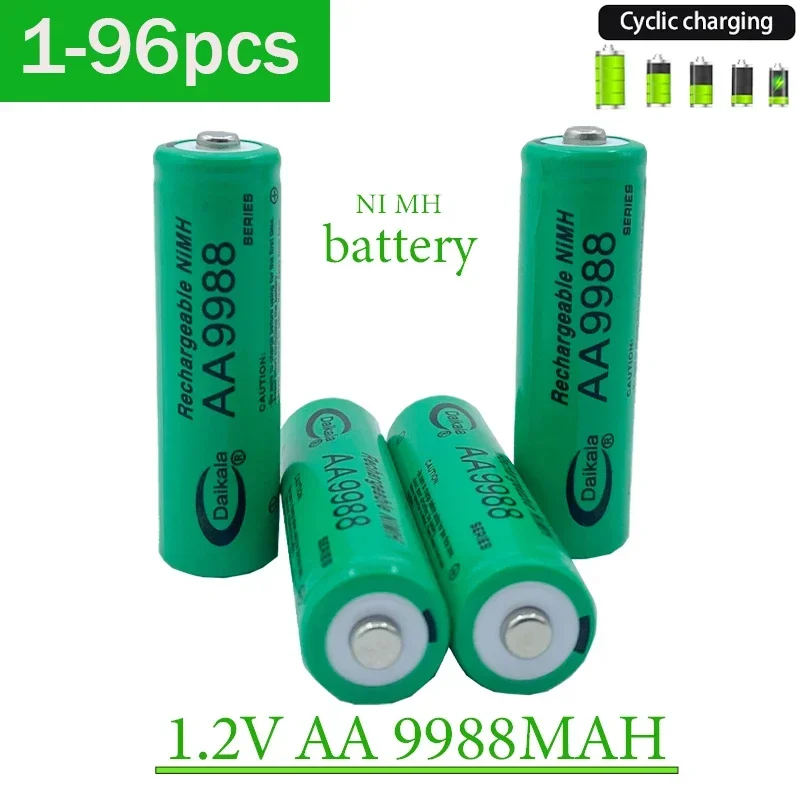 

1-96pcs Free Shipping New 1.2V AA 9988MAH Rechargeable Battery Suitable AA Alkaline Battery for Radio, Alarm Clock Electric Toys