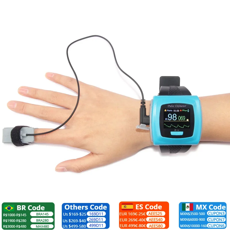 Совершенно новый CONTEC CMS50F наручный пульсоксиметр над ночным режимом сна