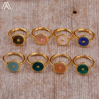 bohemia women finger rings simple stones gold ring amazonite lapis natural shell adjustable ring anniversary wedding jewelry