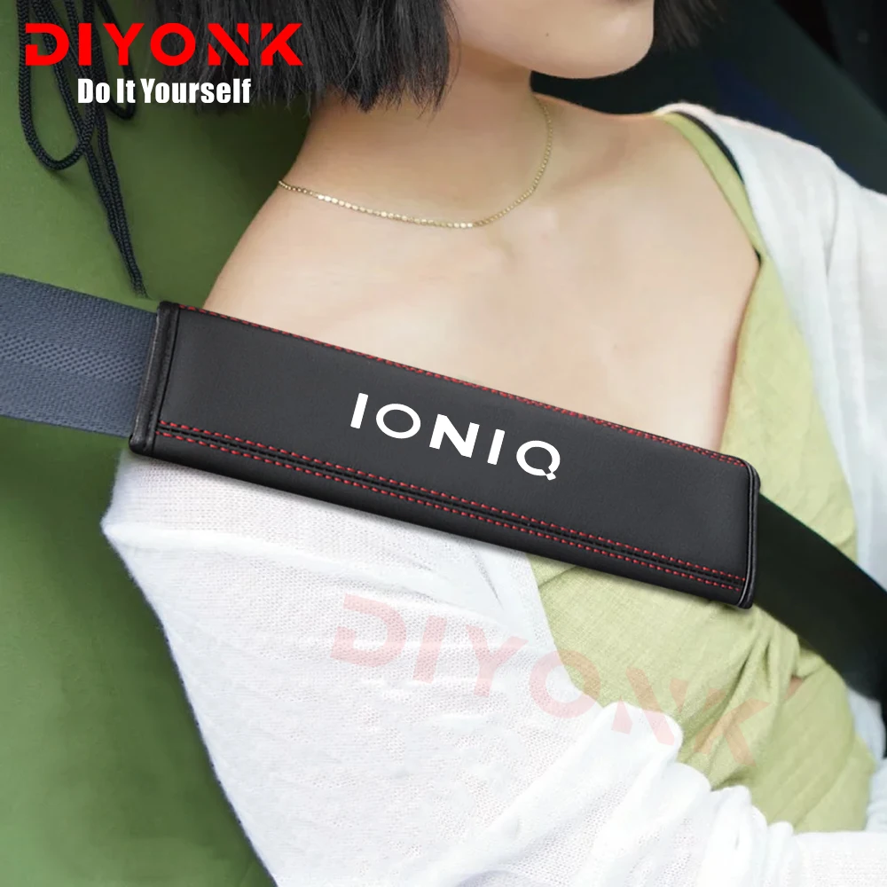 

2pcs Car Safety Seat Bel Shoulder Cover Cushion Seat Belt Pad Strap For Hyundai IONIQ 5 6 7 Auto Styling Interior Accessories