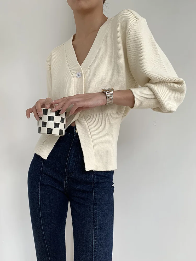 Куртка-свитер с V-образным вырезом женский внутренний слой мягкий и свободный