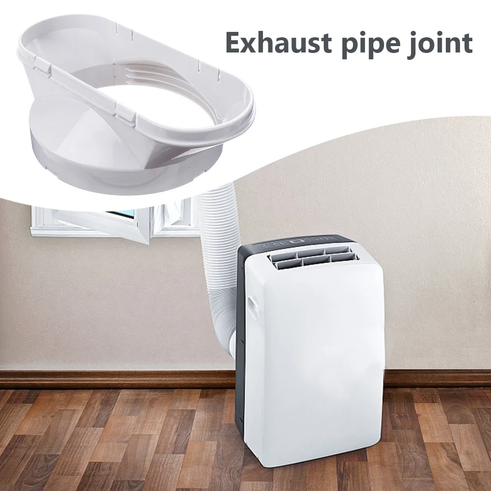 

13cm Dia Flat Portable Air Conditioner Exhaust Duct Interface Pipe Tube Connector Adapter Plastic Home Office Accessories