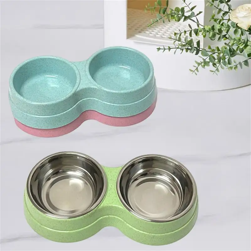 

Straw Cat Food Puppy Feeding Supplies Small Size Universal Pet Drink Food Bite And Dirt Resistance Double Pet Pet Food Bowl