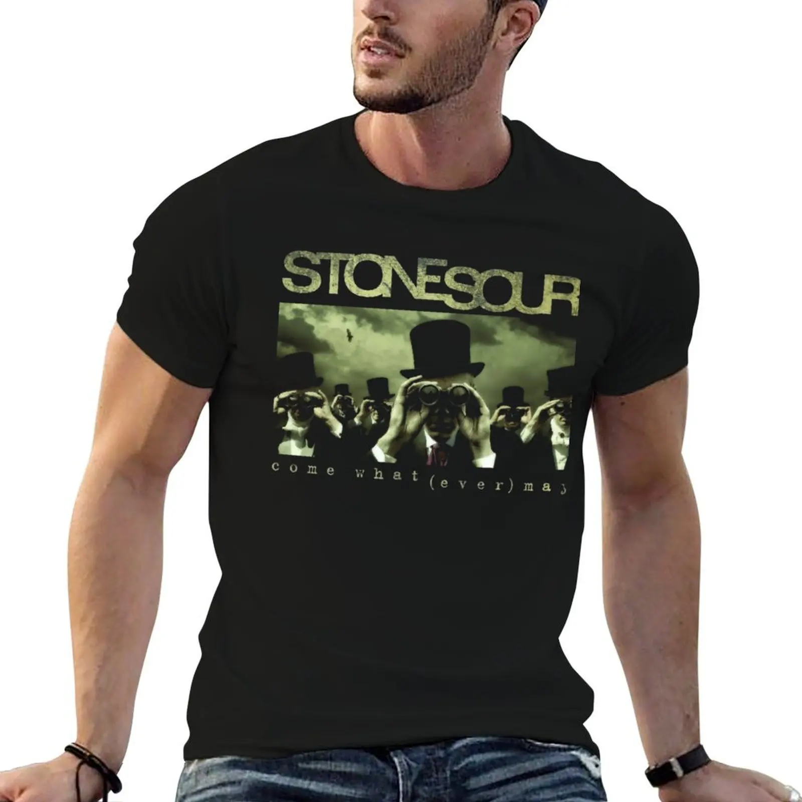Фото Футболка STONE SOUR BAND, незаменимая футболка, футболки для мужчин, винтажная футболка с графическим рисунком, мужская простая футболка №1