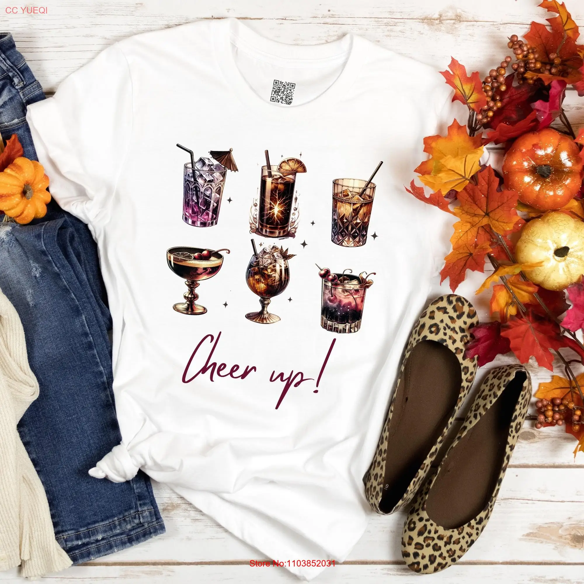 Коктейльная футболка Cheer Up Fall Lovers Mocktail Autumn Тыква Специи Спирт с длинными или