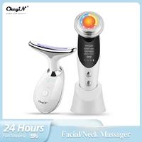 ckeyin 7 in 1 face neck rf lifting machine microcurrent skin rejuvenation facial massager led photon therapy tightening device