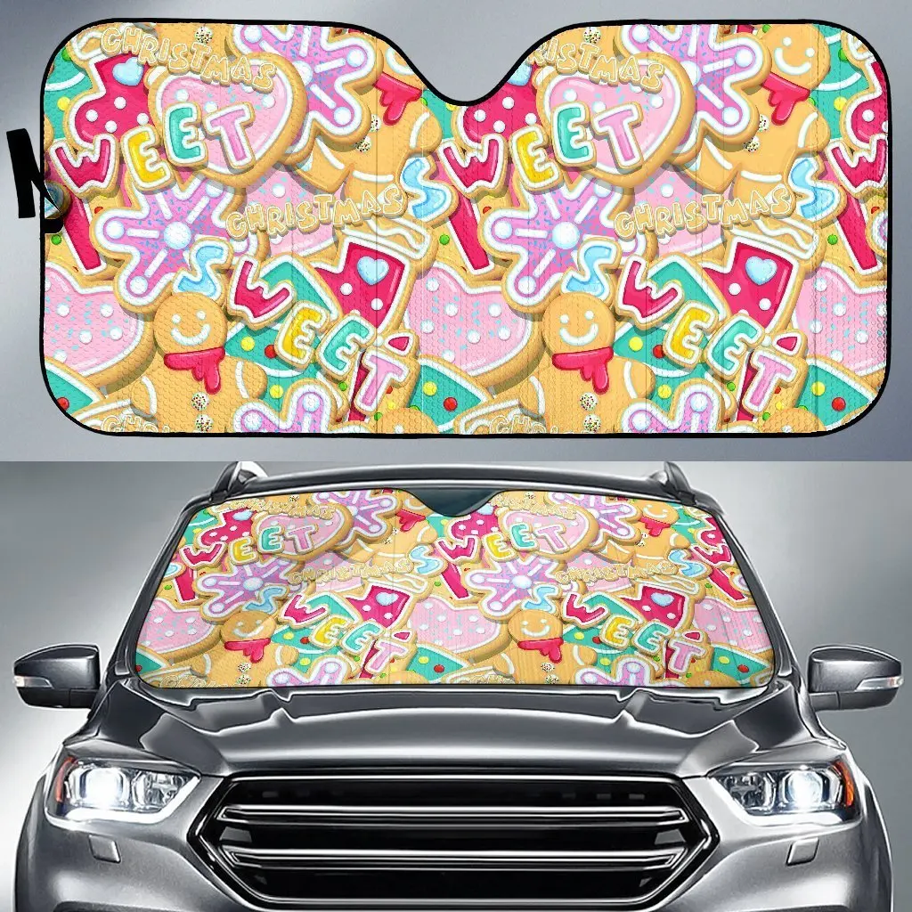 

Dessert Gingerbread Man Chirstmas Pattern Print Auto Sun Shade Car Windshield Window Cover Sunshade