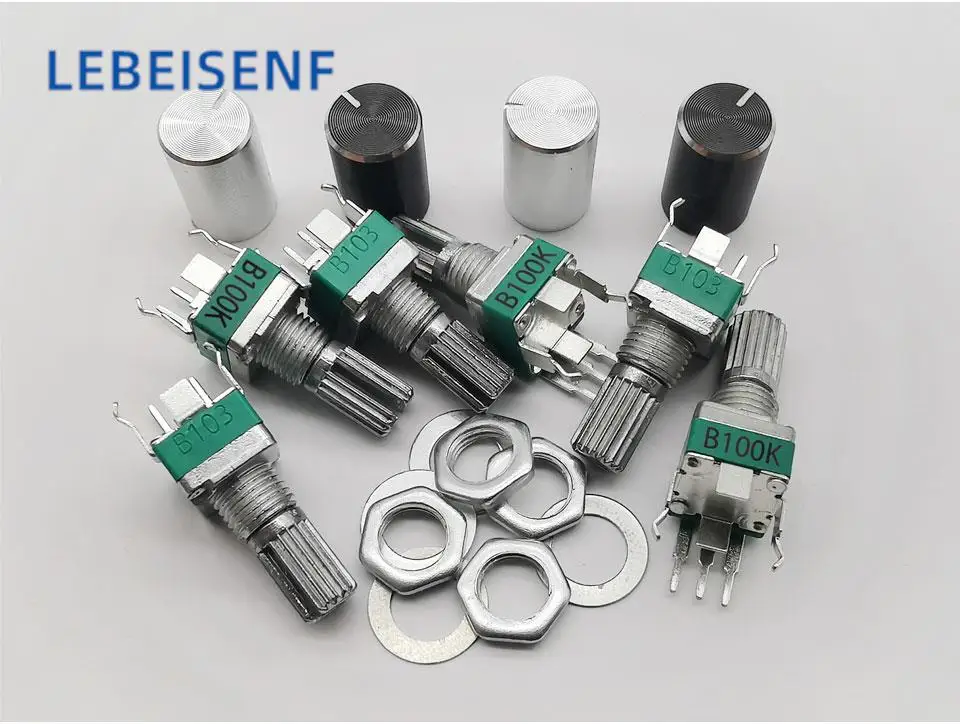 

10 шт. герметичный RK097N R097 одиночный вертикальный Потенциометр ручка 15 мм цветы + серебряная шляпа черная шляпа