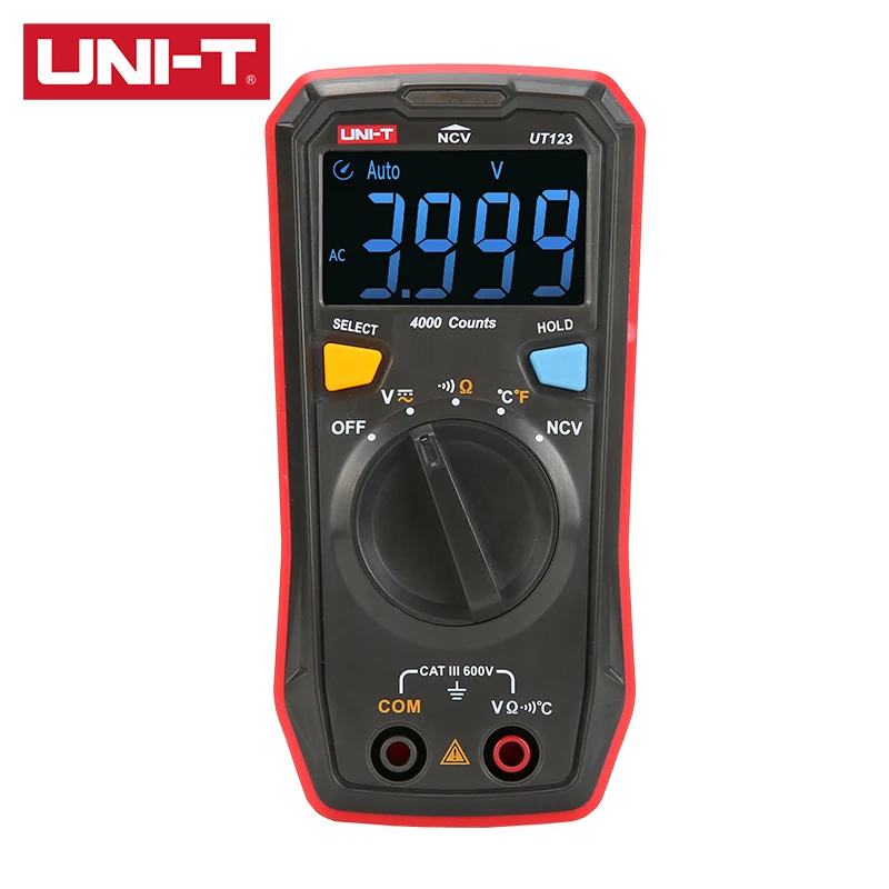 

UNI-T ut123 ut123d bolso doméstico multímetro digital ncv ac/dc medição de tensão eptn display interruptor medição
