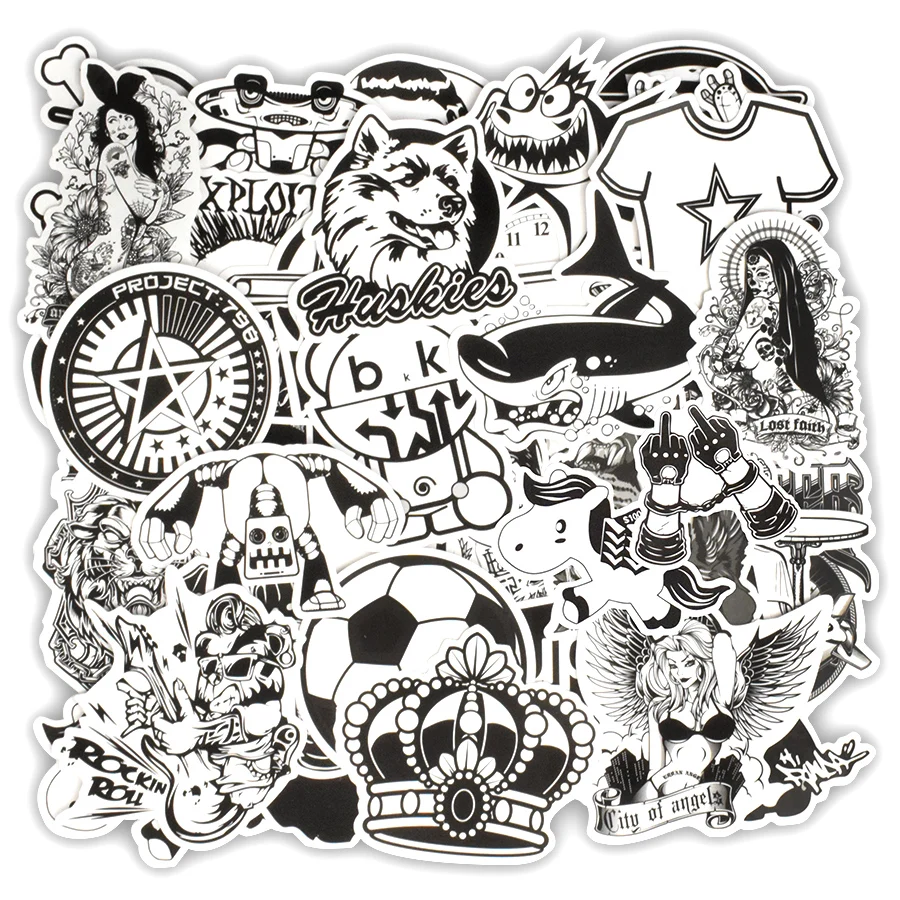 50 шт. черно-белая наклейка граффити крутая рок аниме сделай сам s для стайлинга
