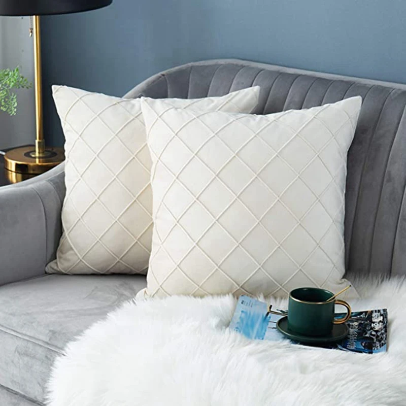 

A50I Velvet Throw Pillow Covers 18X18inch, Set Of 2 Decorative Pillowcase Cushion Case For Sofa Couch Bedroom Car