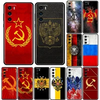 phone case for huawei p10 lite p20 case p30 p40 lite p50 pro plus p smart z soft silicone cover russia flag coat of arms