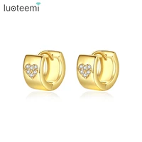 luoteemi 2022 brand unique fashion female jewelry heart cz punk rock silver color gold color girl small circle hoop earrings