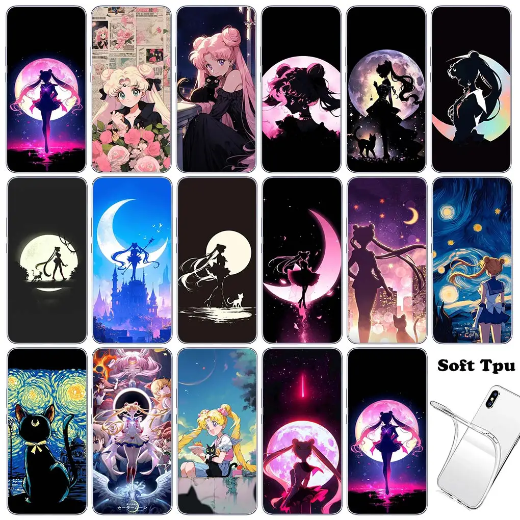 Чехол Girl S-Sailors-Cartoon Moon для Motorola Moto G13 G14 G53 G54 G62 G72 G82 G84 E13 E20 G42 G32 G23 G22 телефона