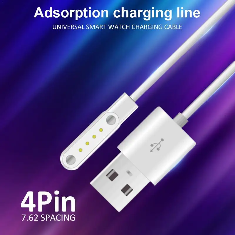 

Universal 4pin 7.62mm Smartwatch Y95 KW18 Magnetic Charging Cable Charger For Zeblazethor4 Thor5 VIBE 6 Smart Watch Kw88 Kw99