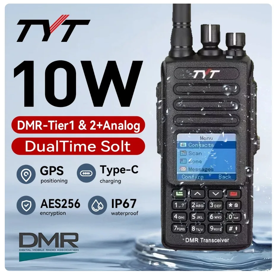 TYT MD-UV390 Plus AES256 шифрование радио 10 Вт IP67 Двухдиапазонные DMR цифровые радиостанции
