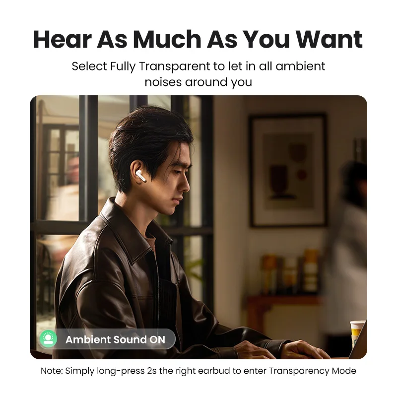 TWS-наушники UGREEN HiTune T3 Pro с поддержкой Bluetooth и активным шумоподавлением