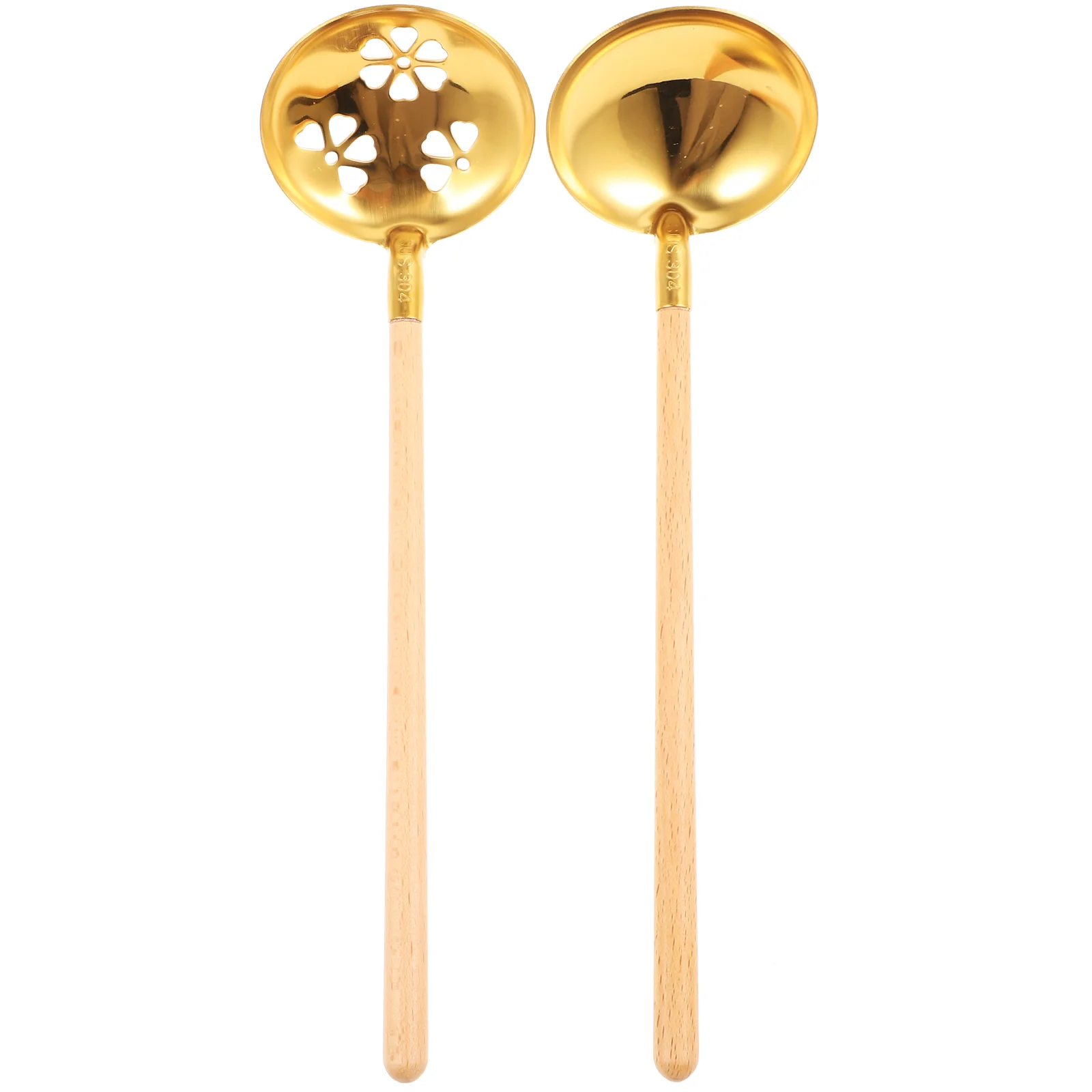 

Spoon Soup Ladle Metal Serving Slotted Handlestirringwooden Mixing Wood Cooking Stainless Steel Ramen Japanese Spoons Strainer