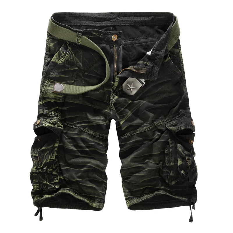 

Outdoo 2022 Men's Camouflage Overalls Loose Casual Multi Pocket Short Pants Casual Streetwear Military Camping Cargo Shorts Men