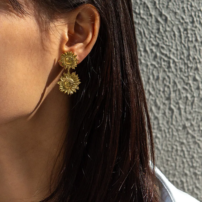 Эксклюзивные Винтажные серьги-нестандартный полосатый цветочный дизайн с