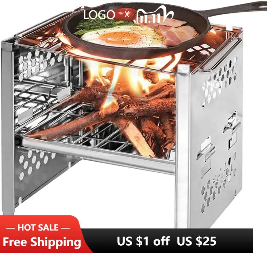 

Кемпинговая плита дровяной барбекю гриль печи Питьевая Складная Походная плита из нержавеющей стали для пеших походов кемпинга повара