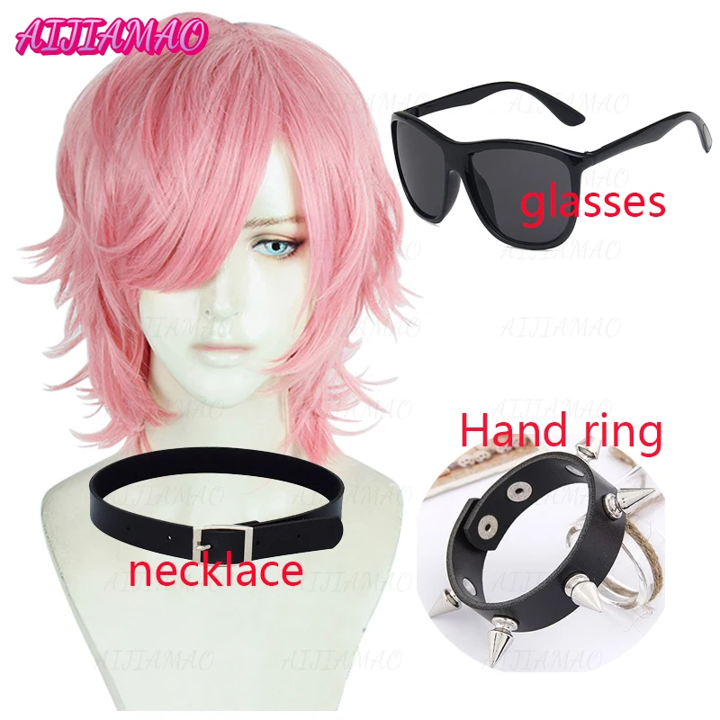 

Парики для косплея аниме Yarichin Bitch Bu Club Ayato Yuri розовые короткие термостойкие синтетические волосы, парик для косплея, парик, кепка, очки