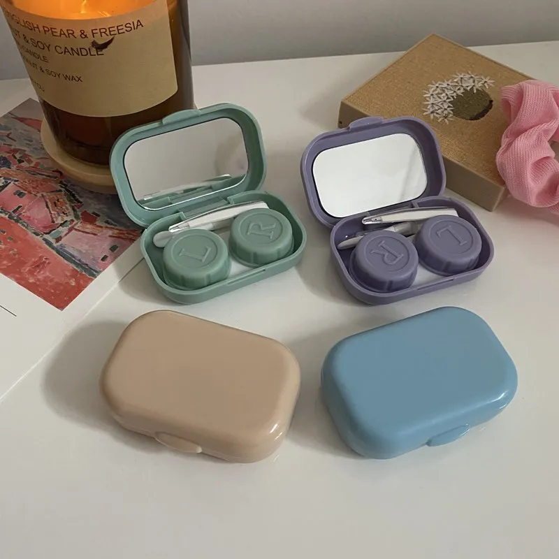 

Simple Solid Color Contact Lens Box Fashion Companion Nursing Care Pupil Box Boys and Girls Glasses Case