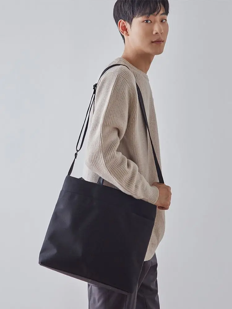 Men's Bag Canvas Handbag Women's Briefcase Business Leisure Commuter Document Bag One Shoulder Cross-Side Schoolbag Unisex Tote