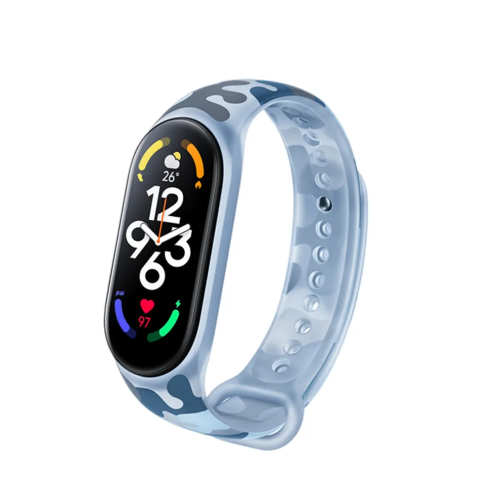 Fluorescent Camouflage Style TPU Sport Strap For Xiaomi Mi Band 7 6 5 Wristband Replaceable miband 7 bracelet watchband straps