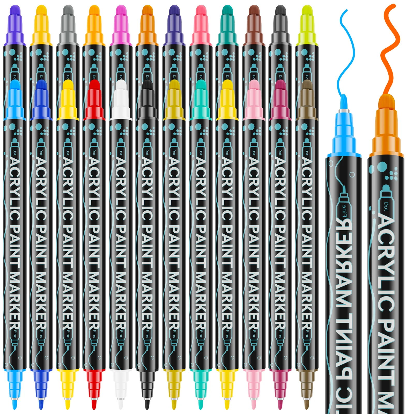 

Набор ручек для рисования с двойным наконечником, набор фломастеров для рисования разных цветов, портативные маркеры для раскрашивания, быстросохнущие художественные красок, 24 шт.