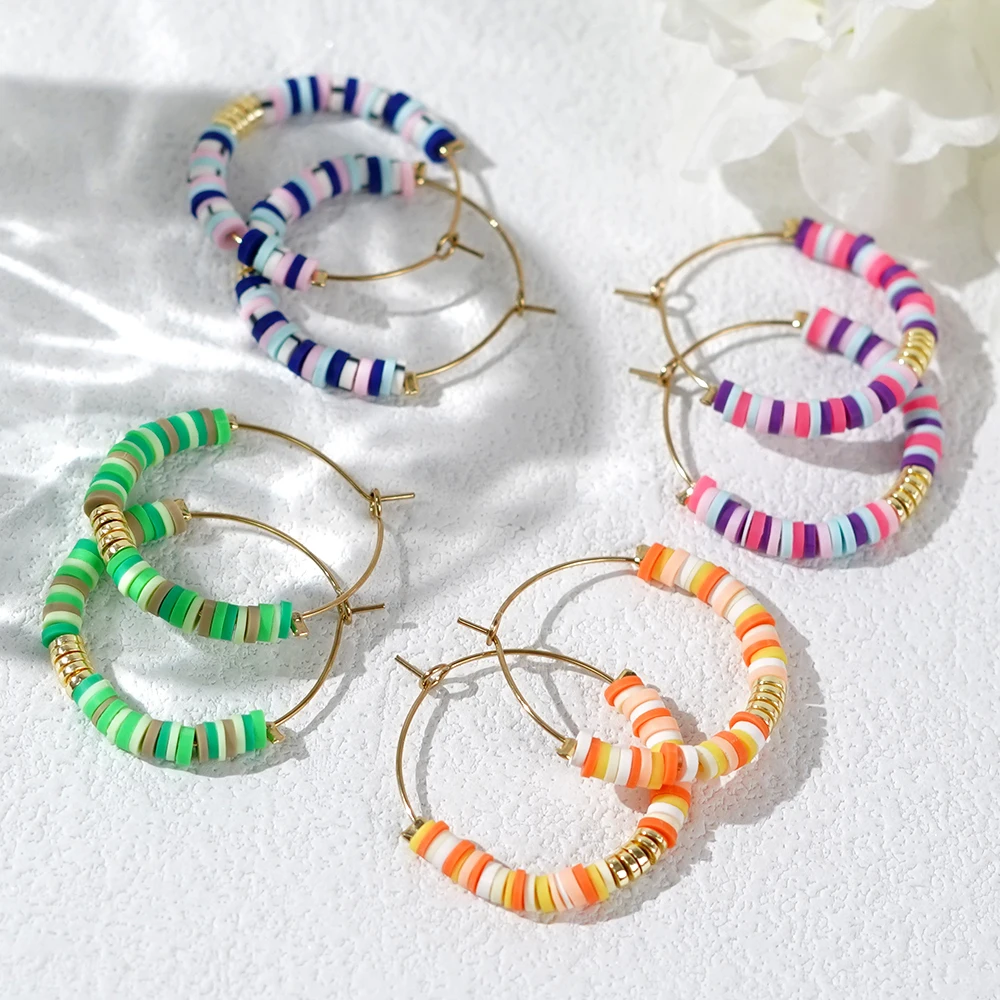 Go2boho 2024 новый дизайн разноцветные модные Серферы Heishi серьги из гематита и камня