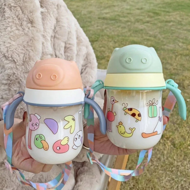 

280/380 мл милая детская чашка из соломы для кормления с защитой от застревания детская гравитационная Детская Бутылочка для воды без бисфенол...