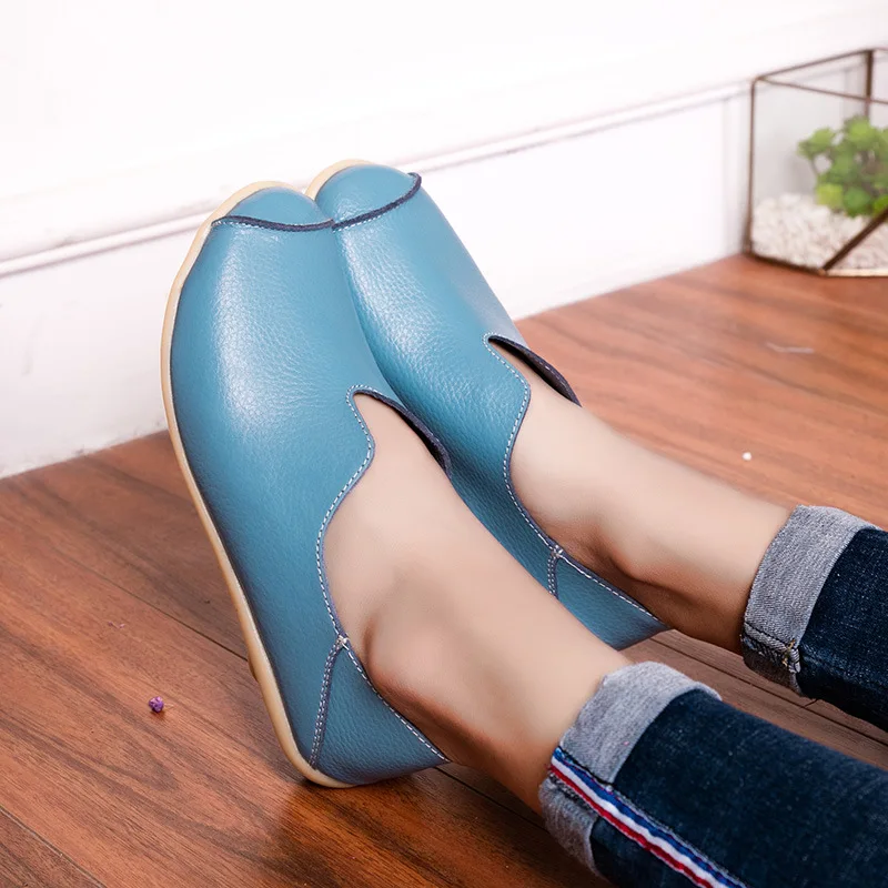 

Flats Shoes for Women Pu Leather Solid Color Shallow Female Loafer Comfy Mother Footwear Fashion Anti-Slip Shoe Zapatos De Mujer