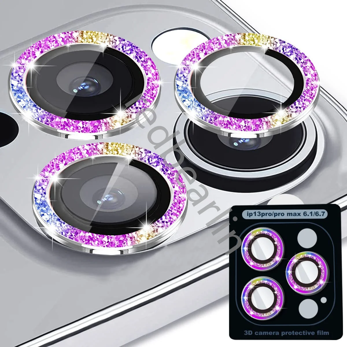20pcs Bling Diamond Camera Lens Protector For iphone 11 12 13 mini 14Pro 14Pro max Lens Cover Protective Decorations Sticker