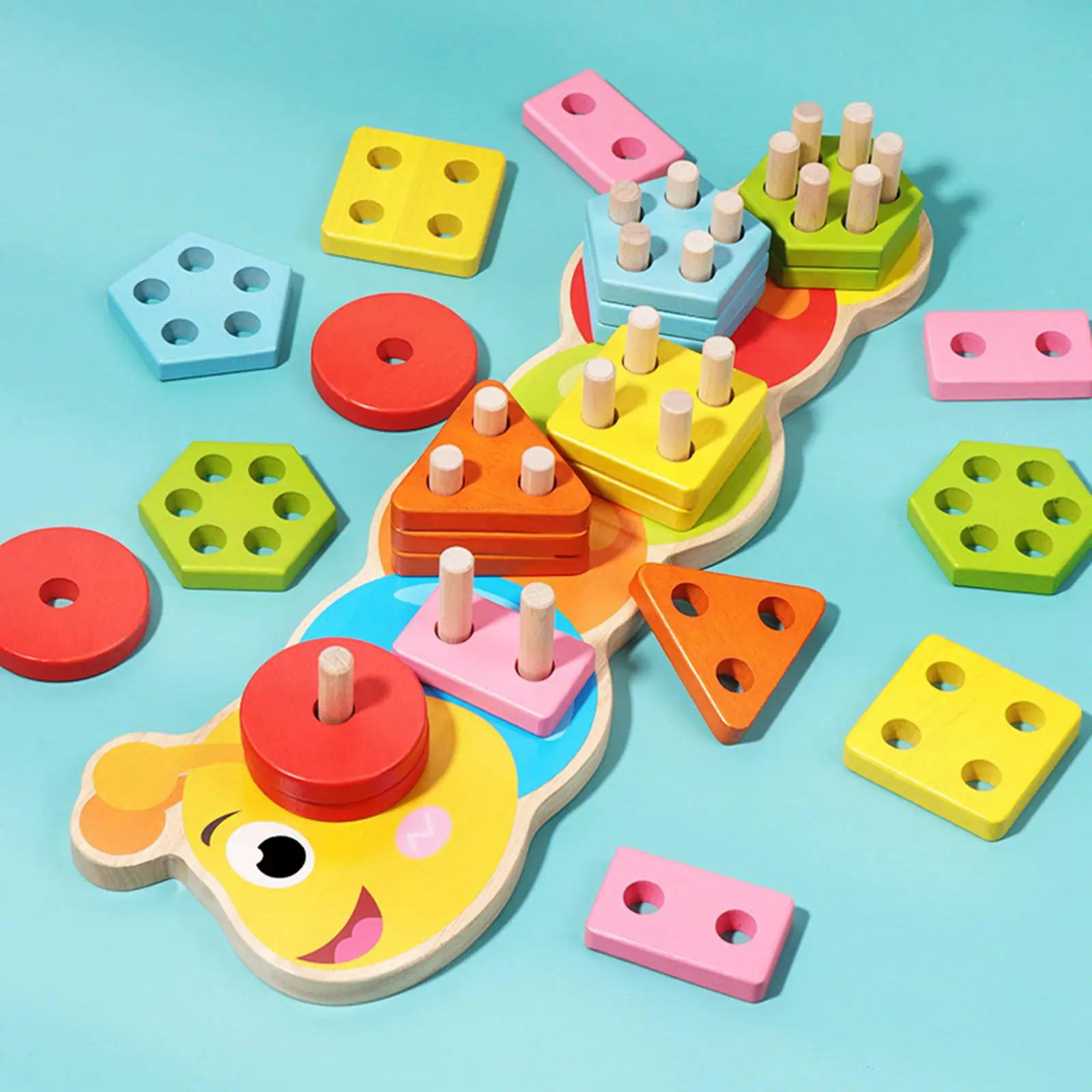 

Shape Color Recognition Blocks Montessori Toys Wood for Game