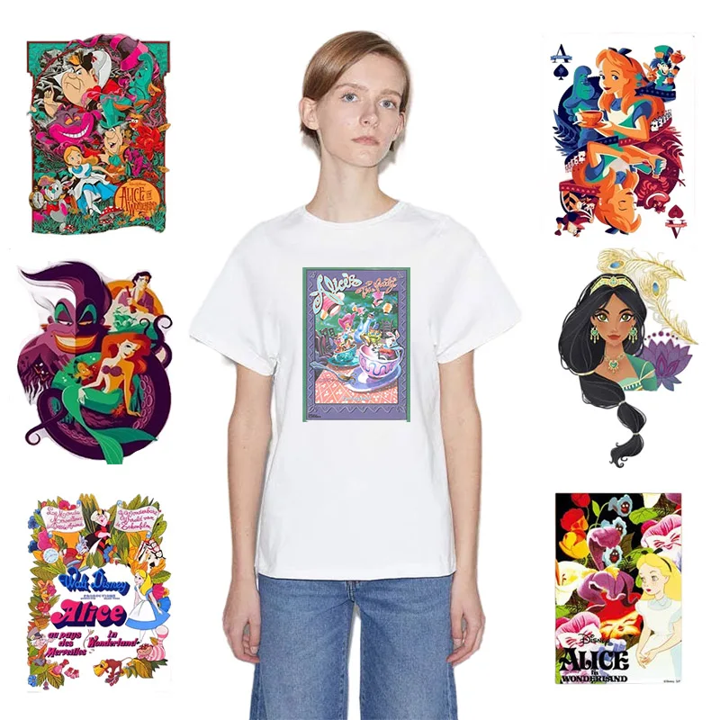 

Disney Princess Iron On Patch for Clothing Diy Heat Transfer Sticker for Child Sewing Clothes Girls T-Shirt Cartoon Appliques