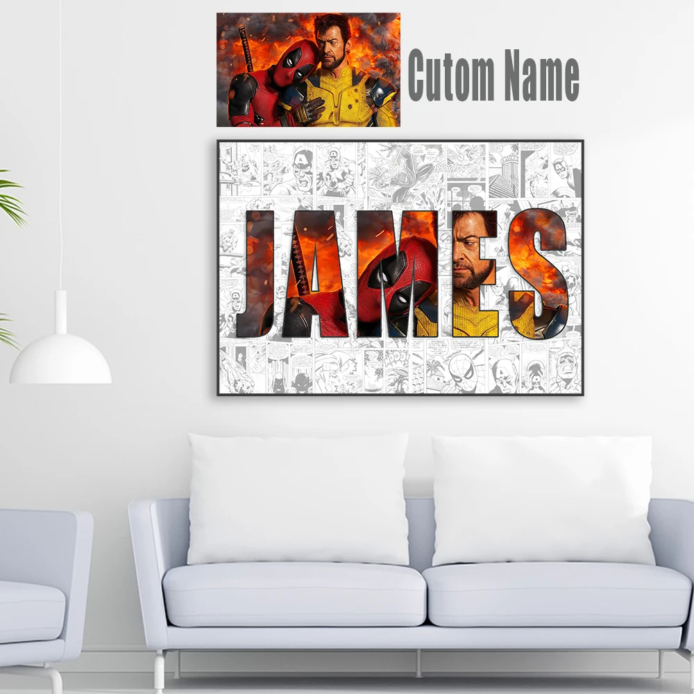 Персонализированное имя индивидуальный постер Дэдпул и Росомаха фильм Диснея
