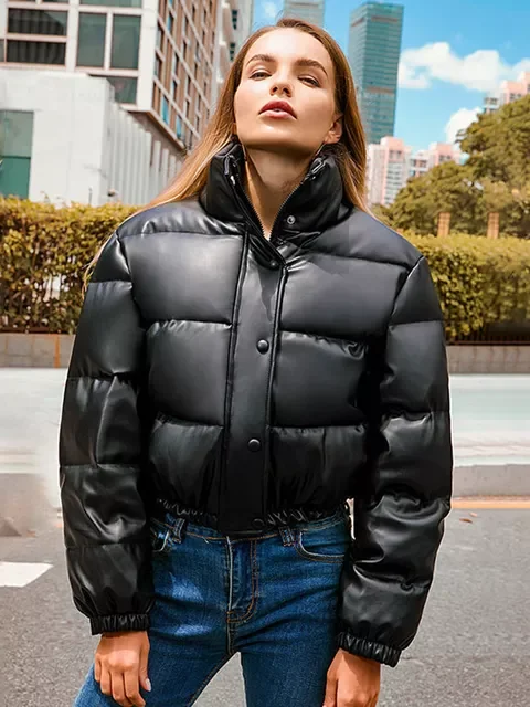 New2022 degrees PU Parka Jacket Elegant Thick Winter Coat Women Jacket 2022 Leather Jacket For Women