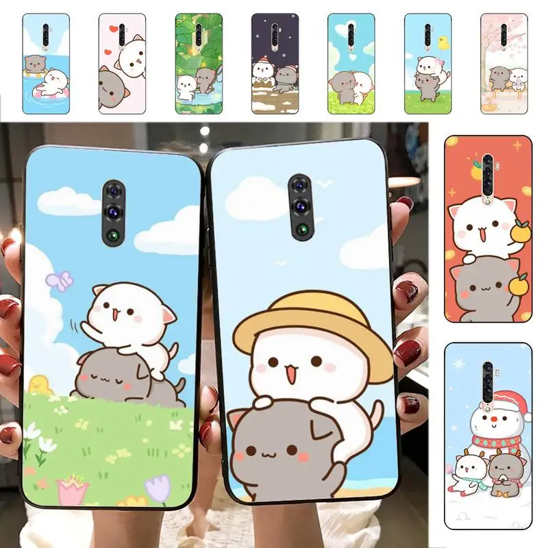

Cartoon Peach Mochi Cat Phone Case for Vivo Y91C Y11 17 19 17 67 81 Oppo A9 2020 Realme c3