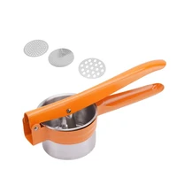 stainless steel potato ricer masher with 3 interchangeable discs for fine medium and coarse easy to use for potato