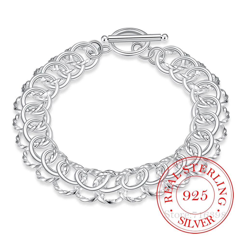 

Женский браслет из серебра 925 пробы с цепочкой из нескольких колец