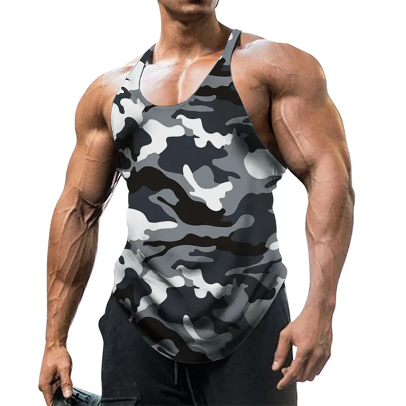 Camouflage Summer Fitness Tank Top Men Bodybuilding New Gyms Clothing Fitness Men Shirt Slim Fit Vests Mesh Singlets Muscle Tops