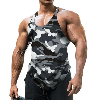 Camouflage Summer Fitness Tank Top Men Bodybuilding New Gyms Clothing Fitness Men Shirt Slim Fit Vests Mesh Singlets Muscle Tops 1